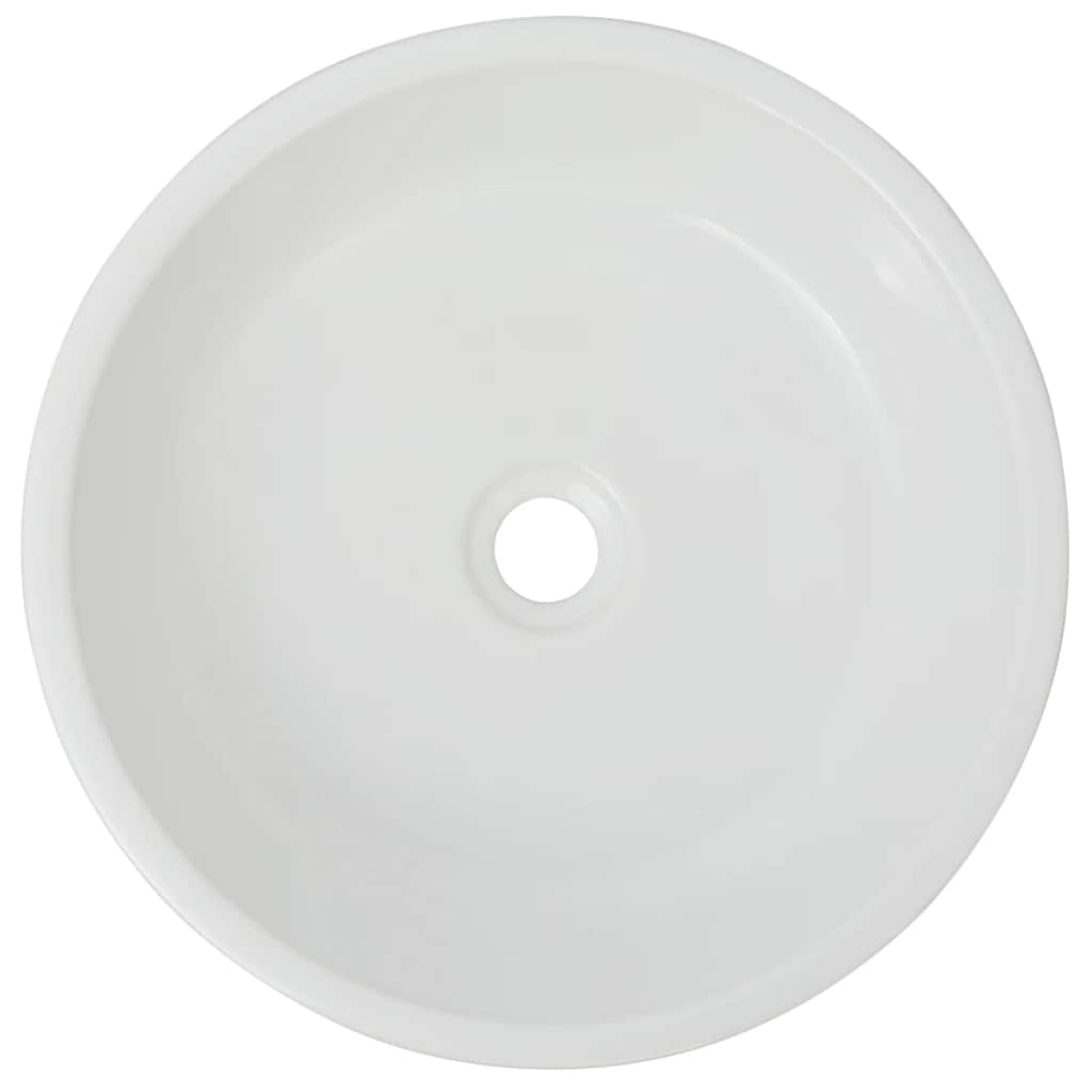 Lavatório redondo em cerâmica branco 42x12 cm