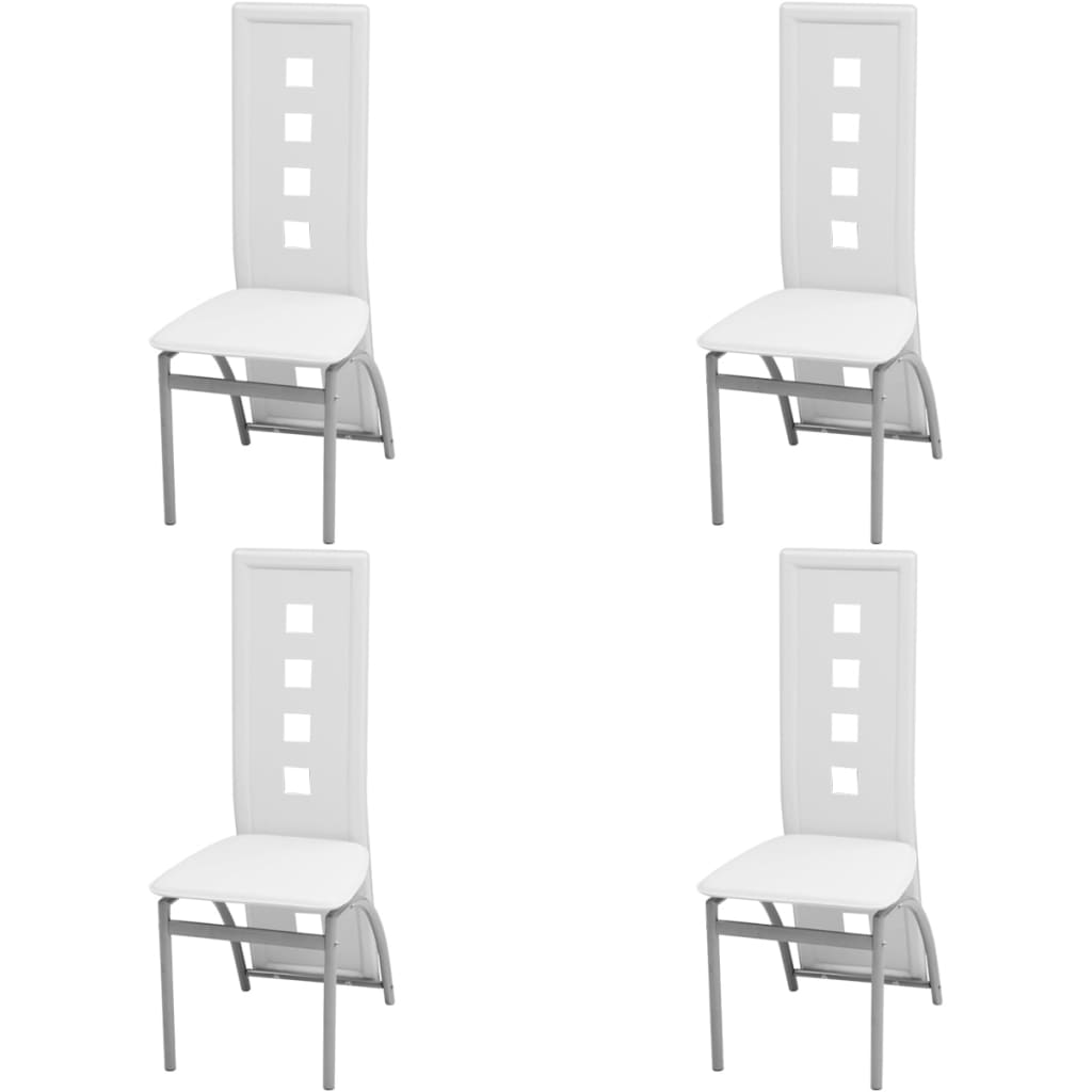 Cadeiras de jantar 4 pcs couro artificial branco