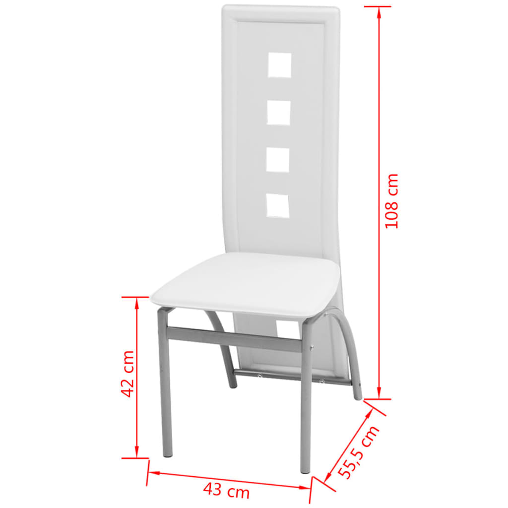 Cadeiras de jantar 6 pcs couro artificial branco