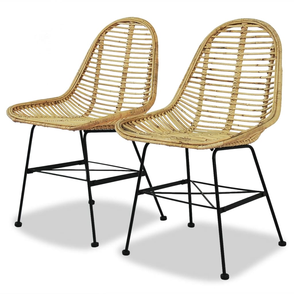 Cadeiras de jantar 2 pcs vime genuíno