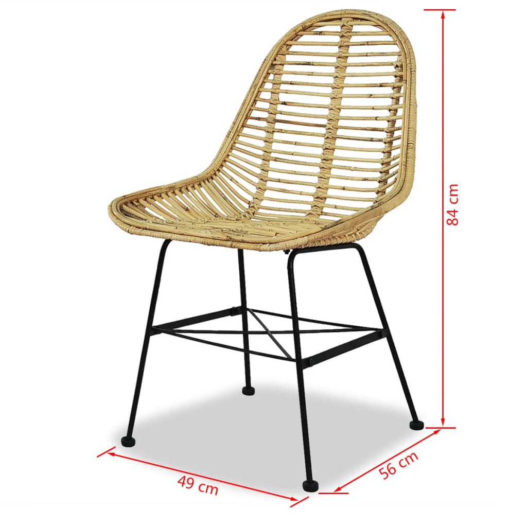 Cadeiras de jantar 2 pcs vime genuíno