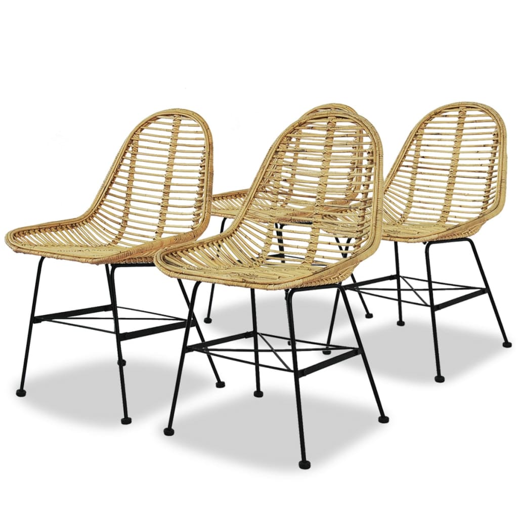 Cadeiras de jantar 4 pcs vime genuíno