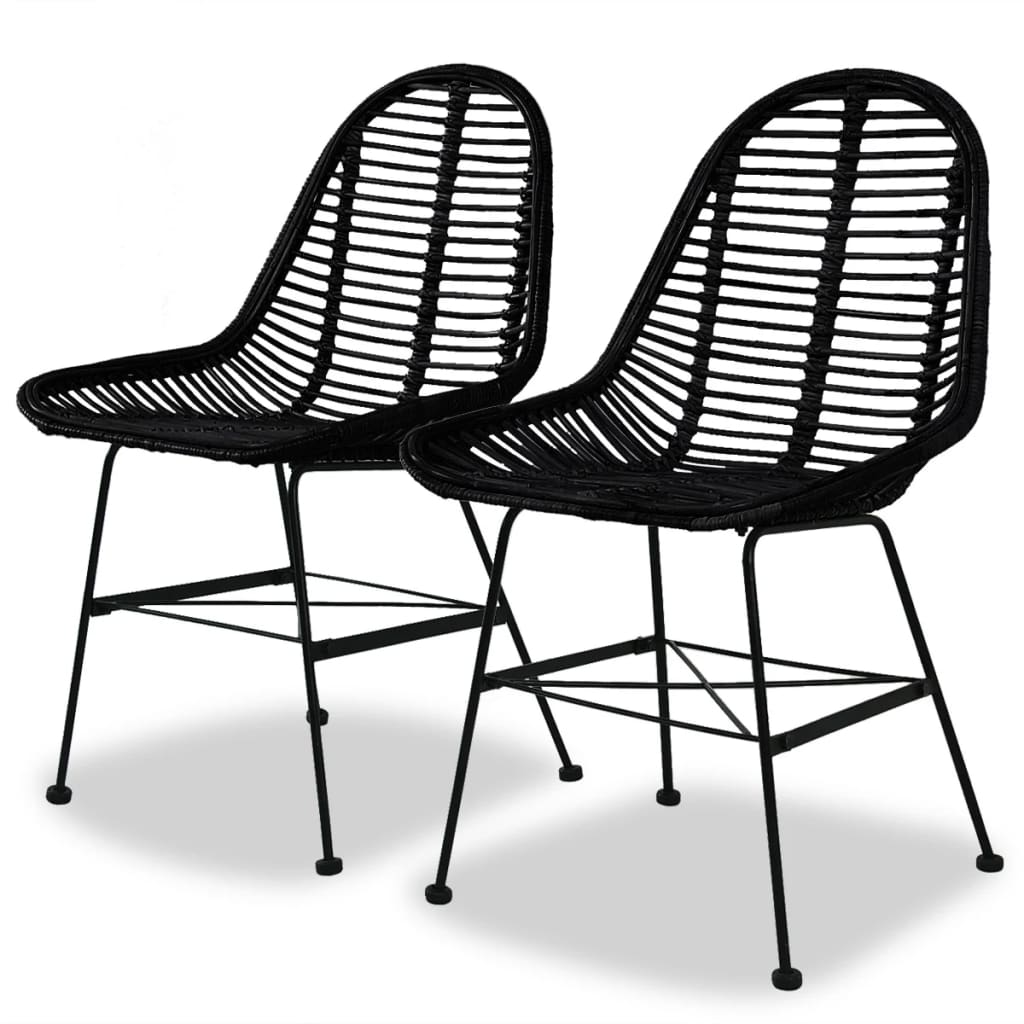 Cadeiras de jantar 2 pcs vime genuíno