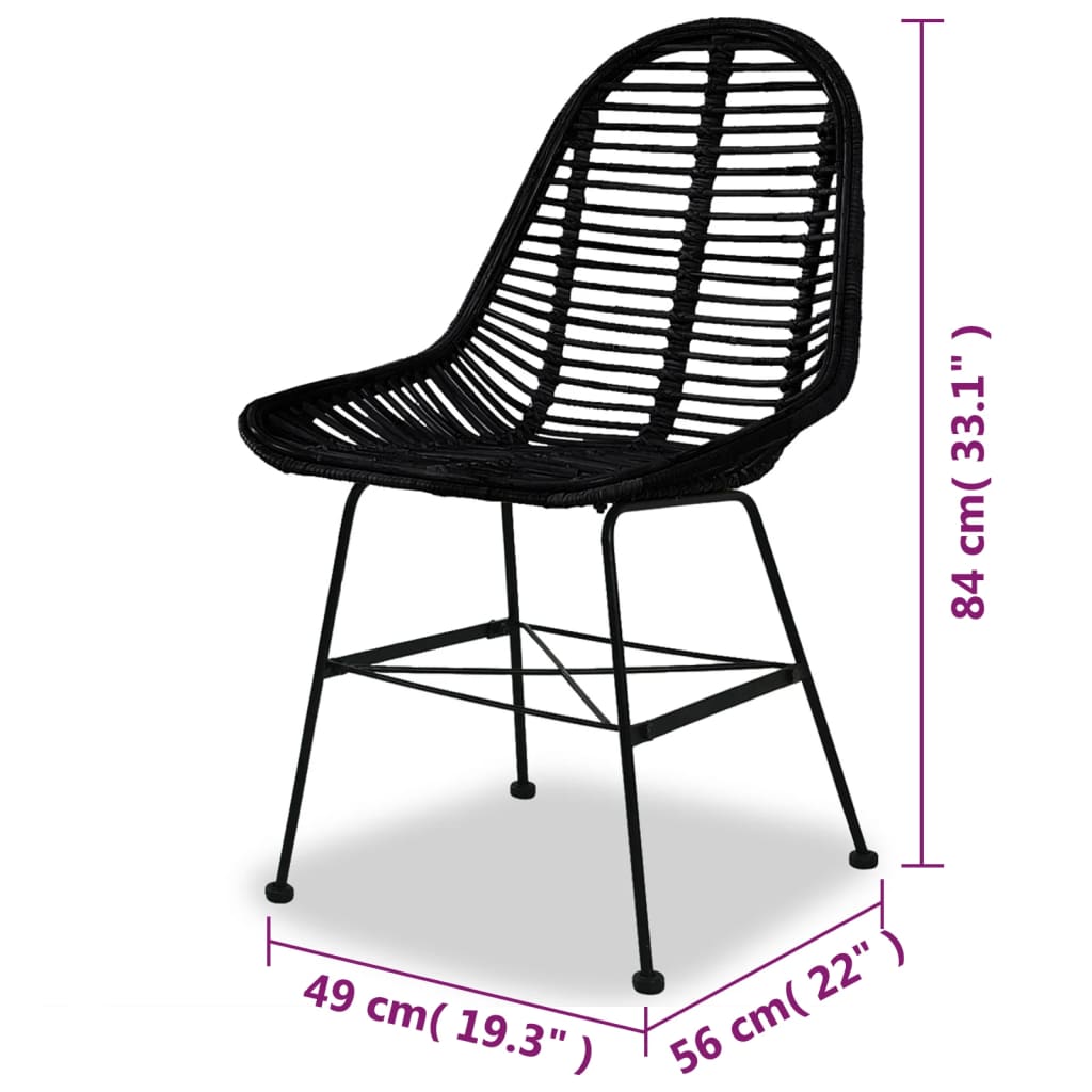 Cadeiras de jantar 2 pcs vime genuíno