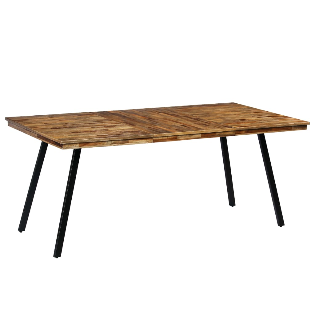 Mesa de jantar madeira de teca recuperada e aço 180x90x76 cm