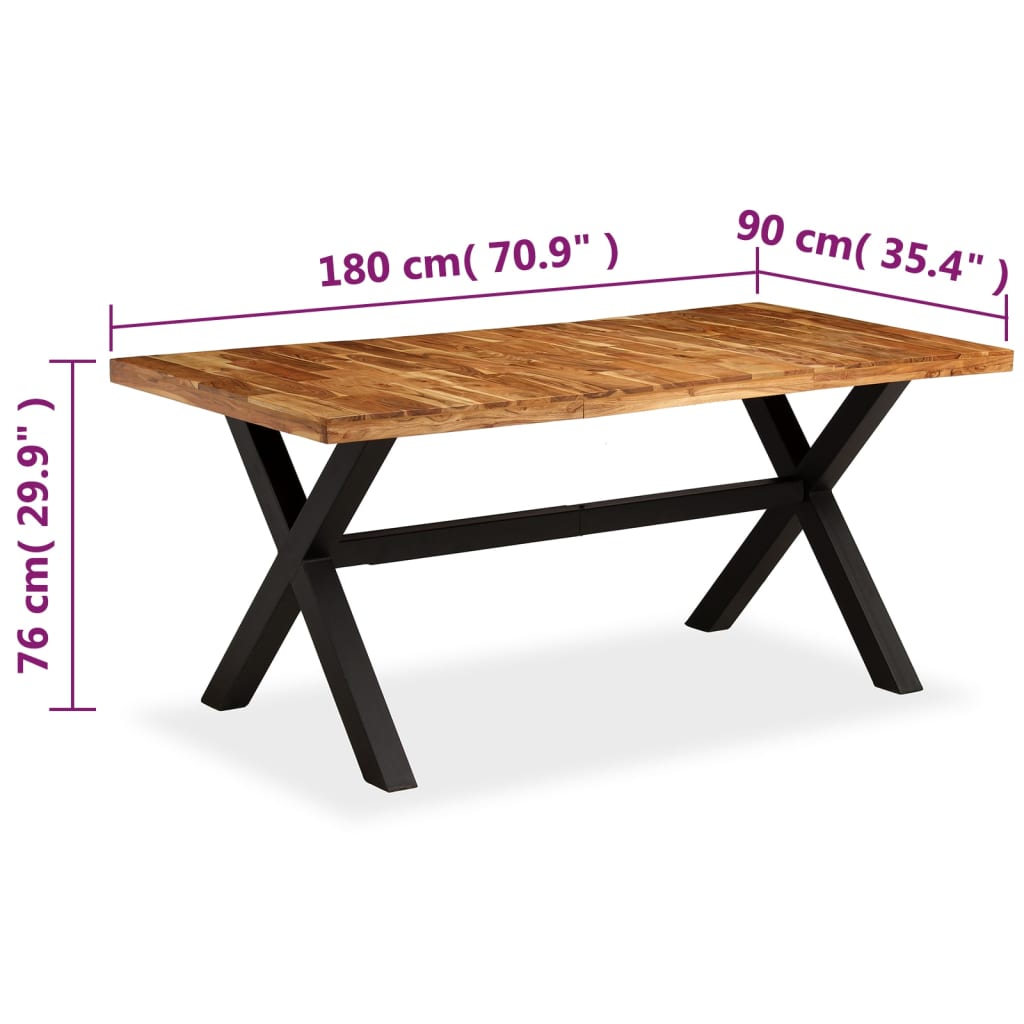 Mesa de jantar madeira maciça de mangueira e acácia 180x90x76cm