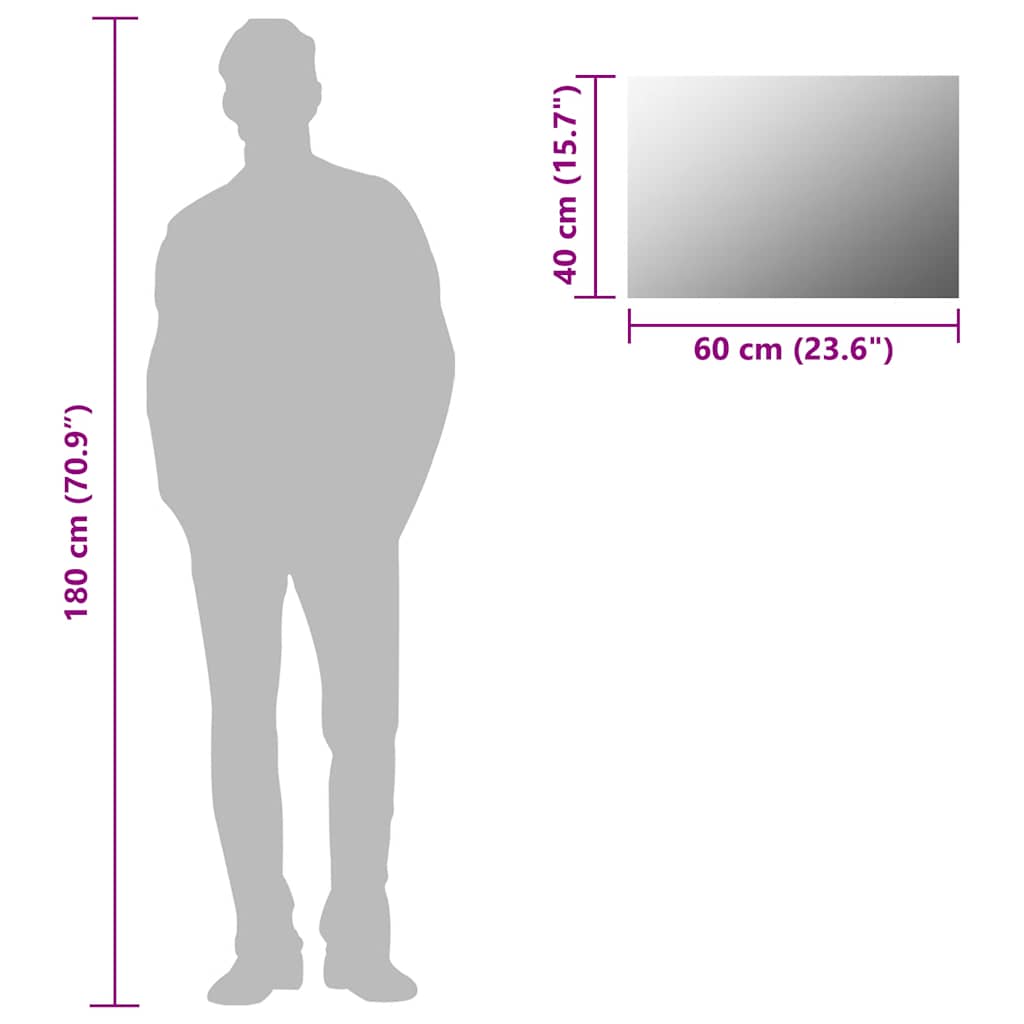 Espelho de parede em vidro retangular 60x40 cm