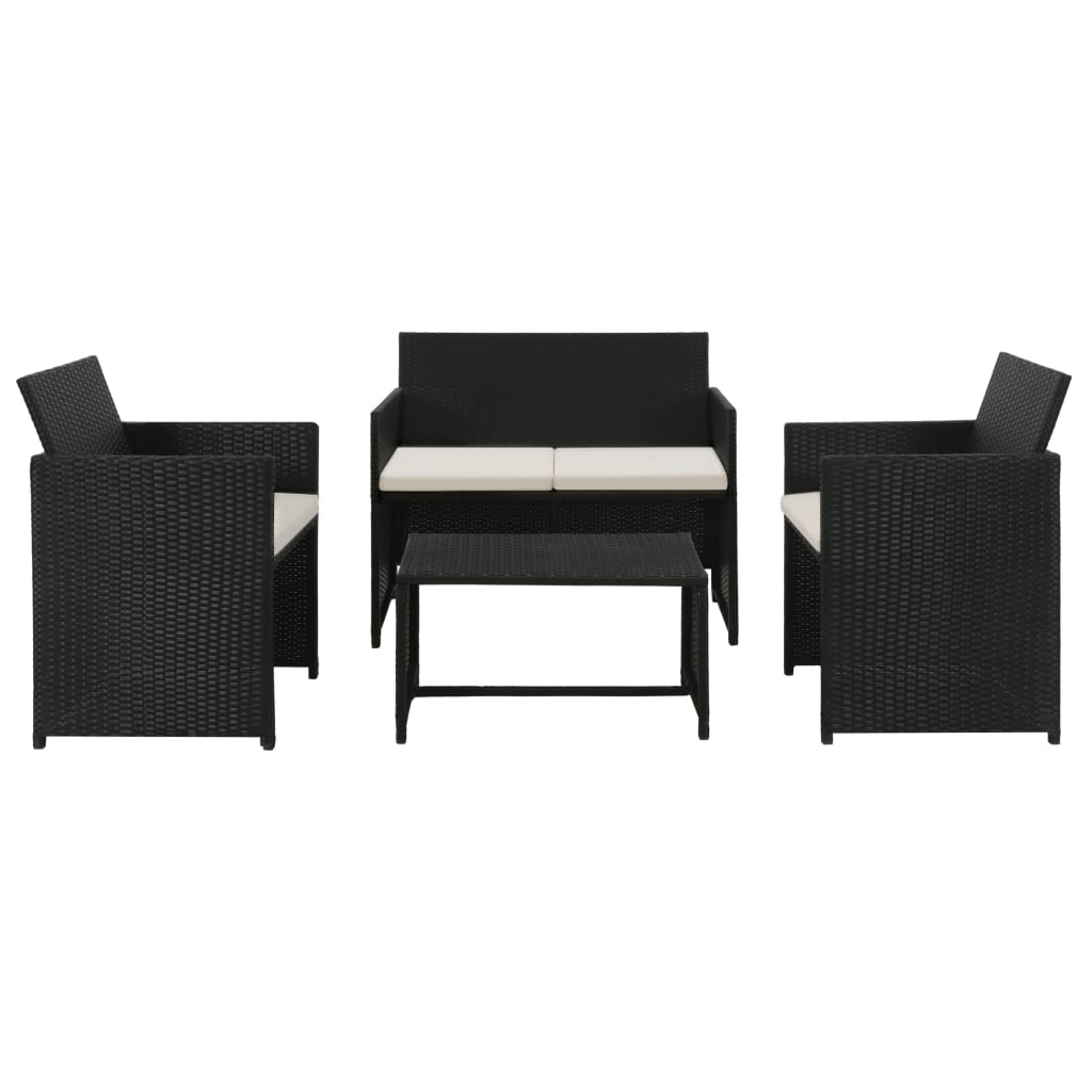 Conjunto de sofás para jardim 8 pcs vime PE preto