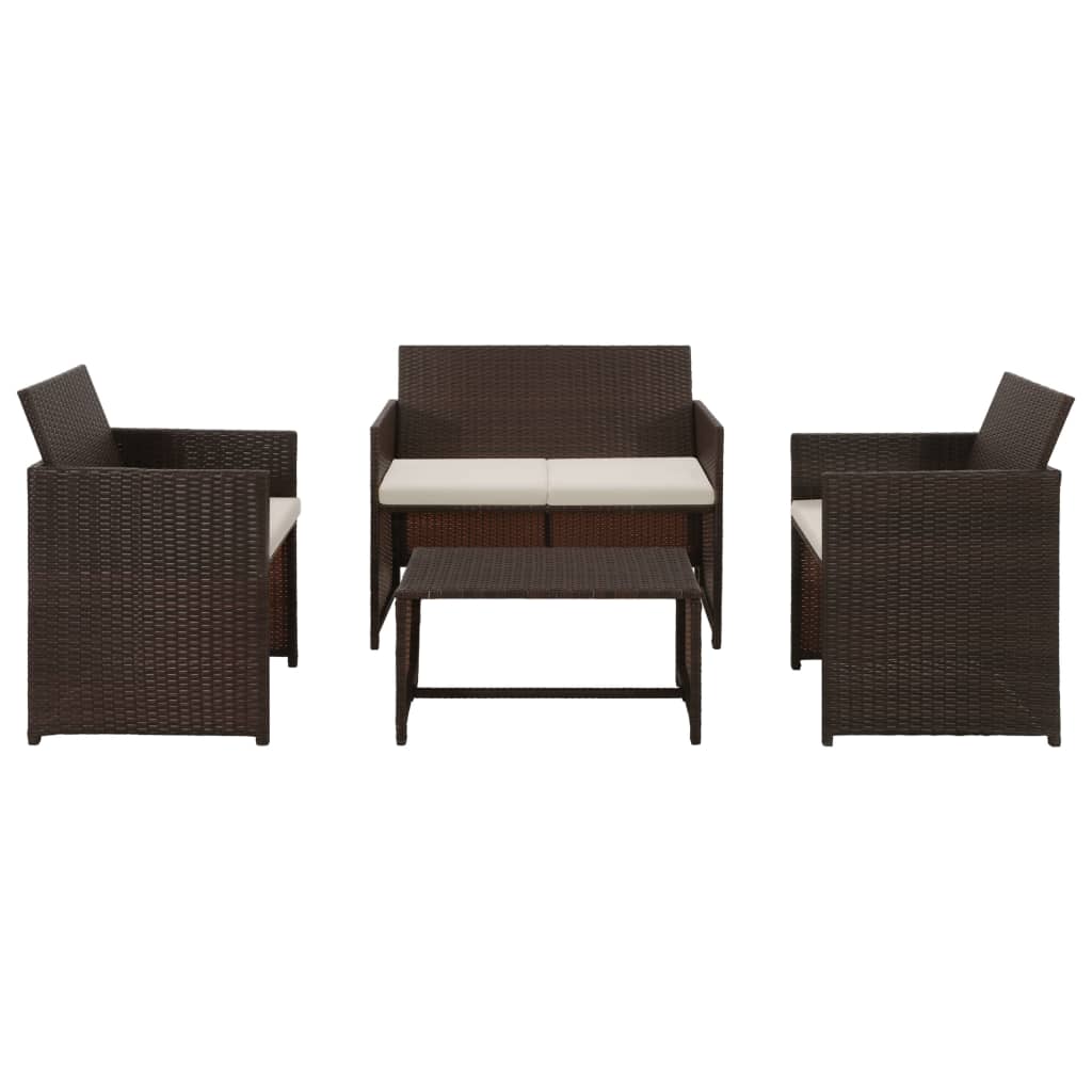 Conjunto de sofá para jardim 8 pcs vime PE castanho