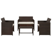 Conjunto de sofá para jardim 8 pcs vime PE castanho