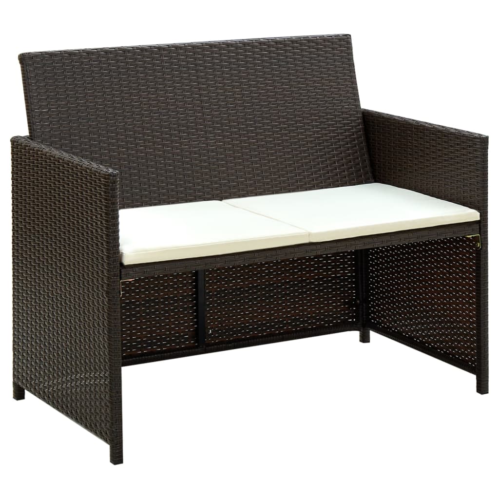 Conjunto de sofá para jardim 8 pcs vime PE castanho