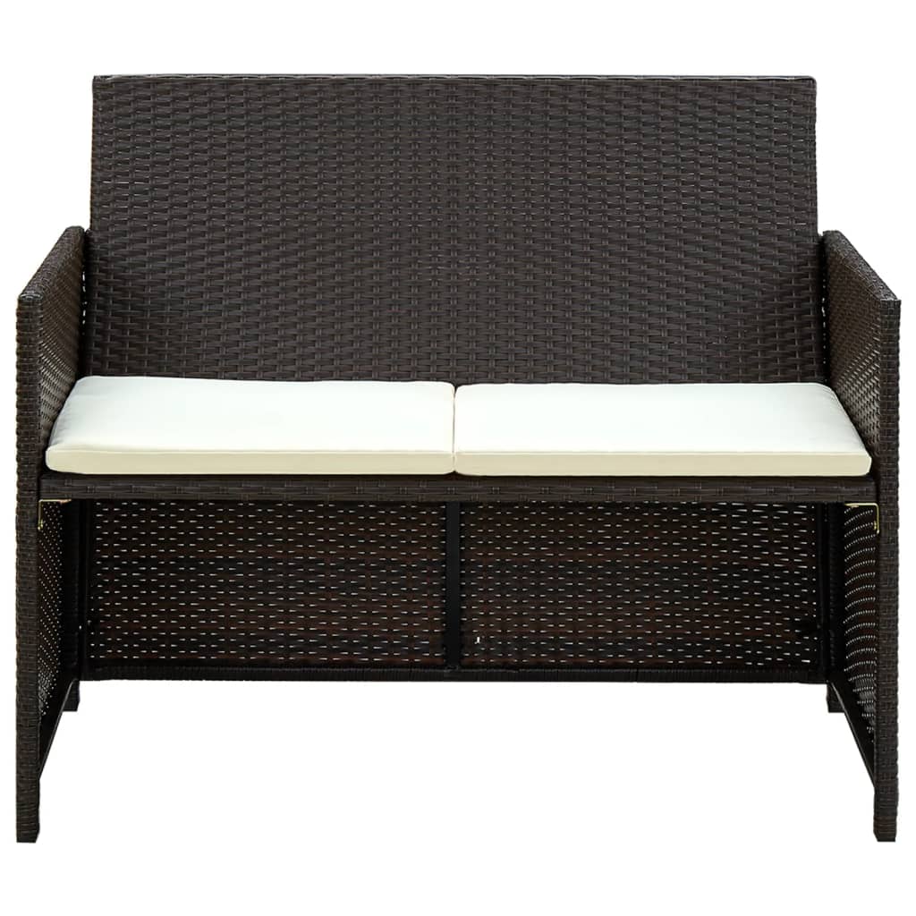 Conjunto de sofá para jardim 8 pcs vime PE castanho