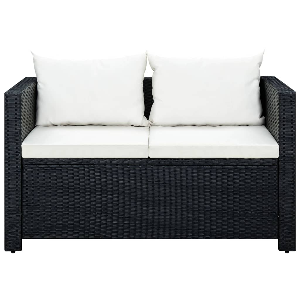 Conjunto de sofás para jardim 11 pcs vime PE preto