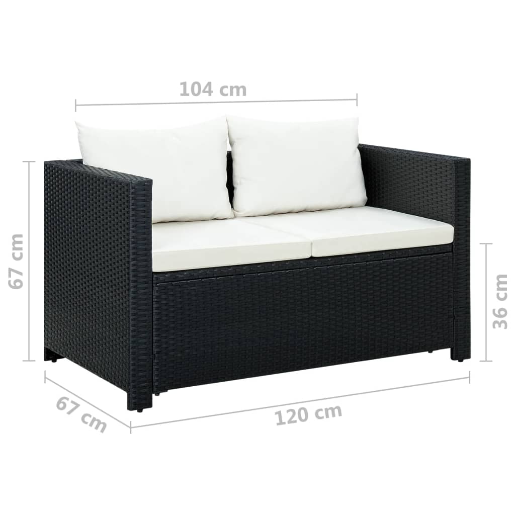 Conjunto de sofás para jardim 11 pcs vime PE preto