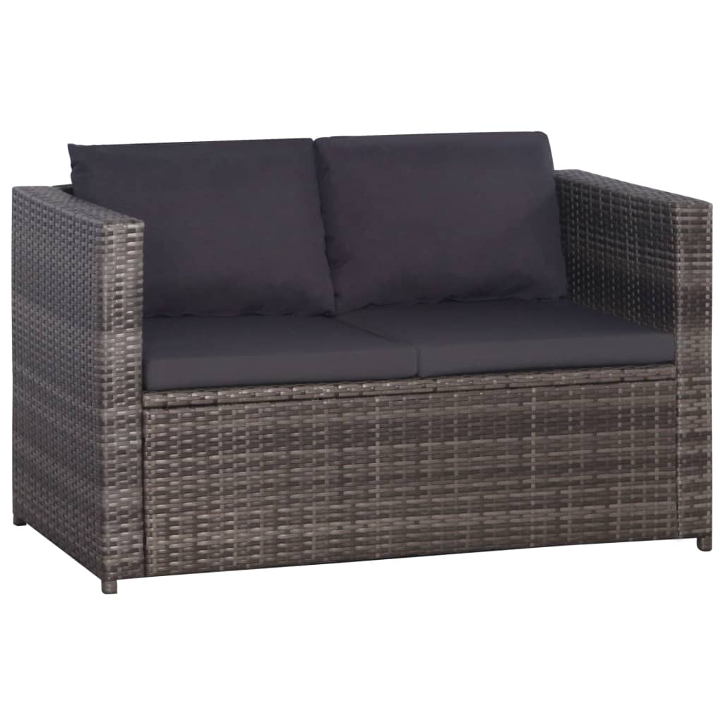 Conjunto de sofás para jardim 11 pcs vime PE cinzento
