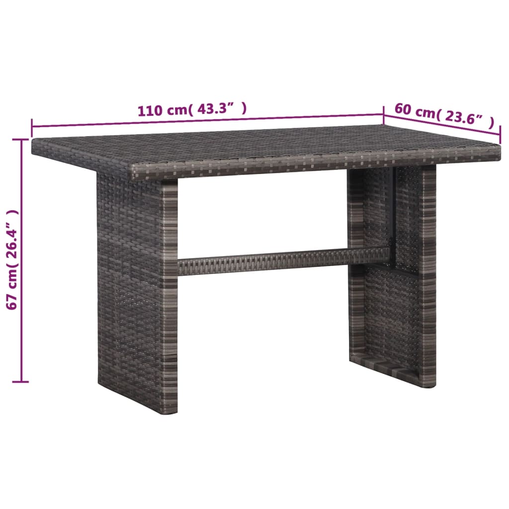 Conjunto de sofás para jardim 11 pcs vime PE cinzento