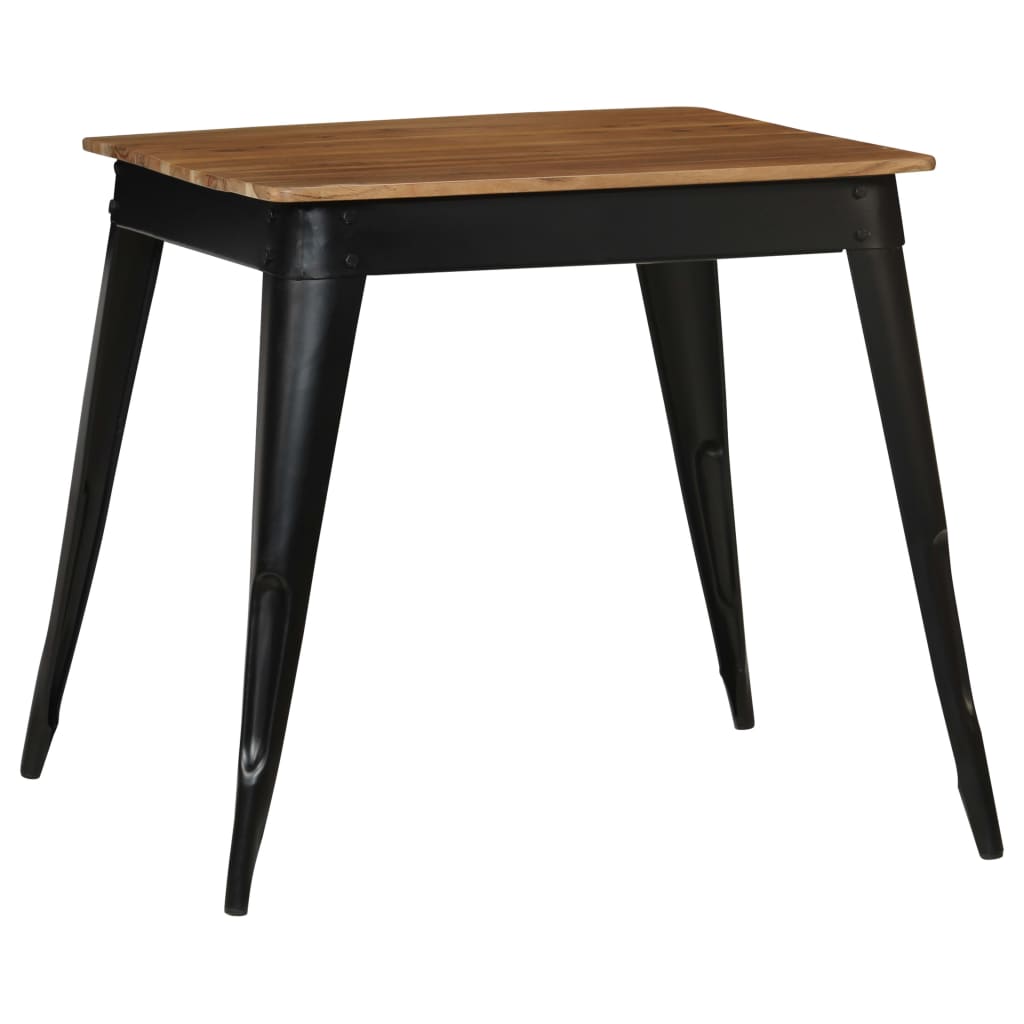 Mesa de jantar madeira de acácia maciça e aço 75x75x76 cm