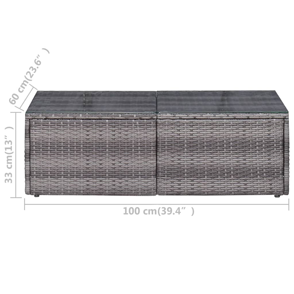 6 pcs sofás de jardim c/ almofadões+almofadas vime PE cinzento