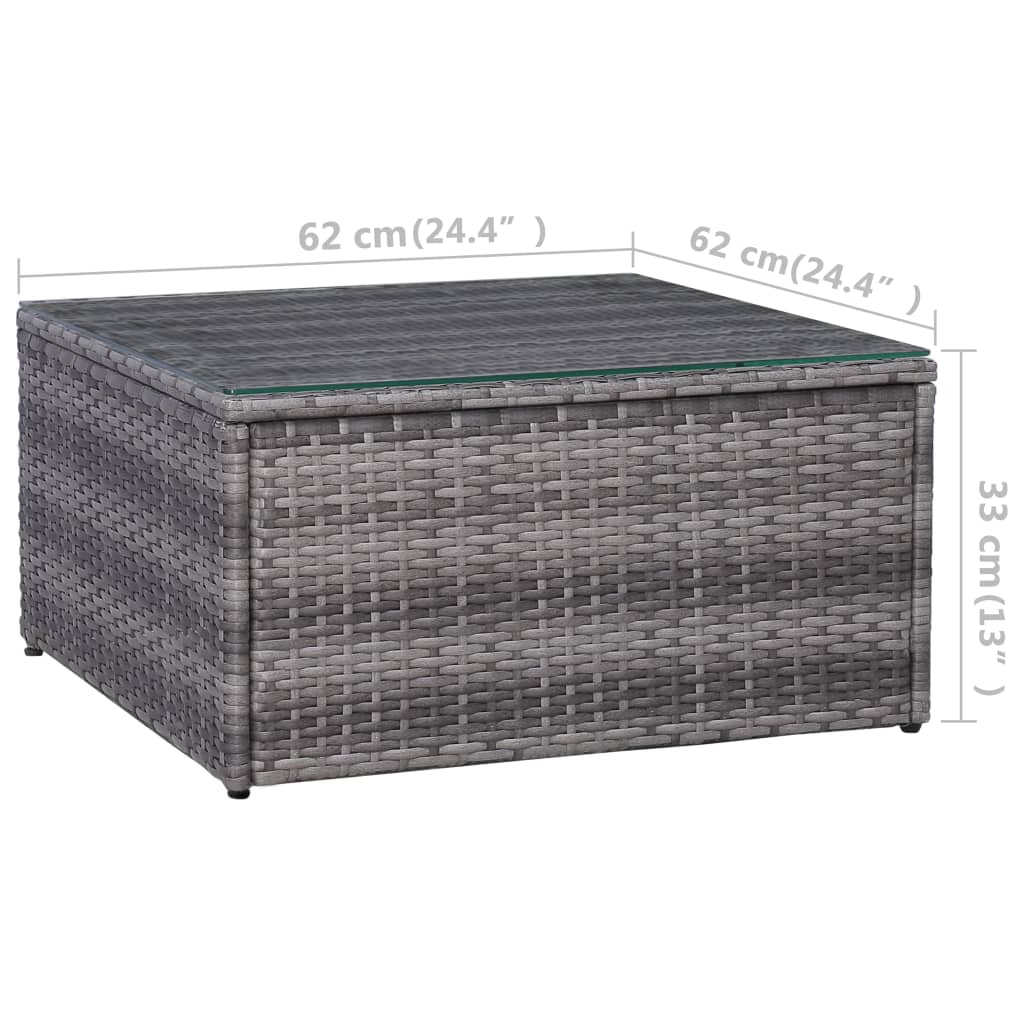 5 pcs sofás de jardim c/ almofadões+almofadas vime PE cinzento