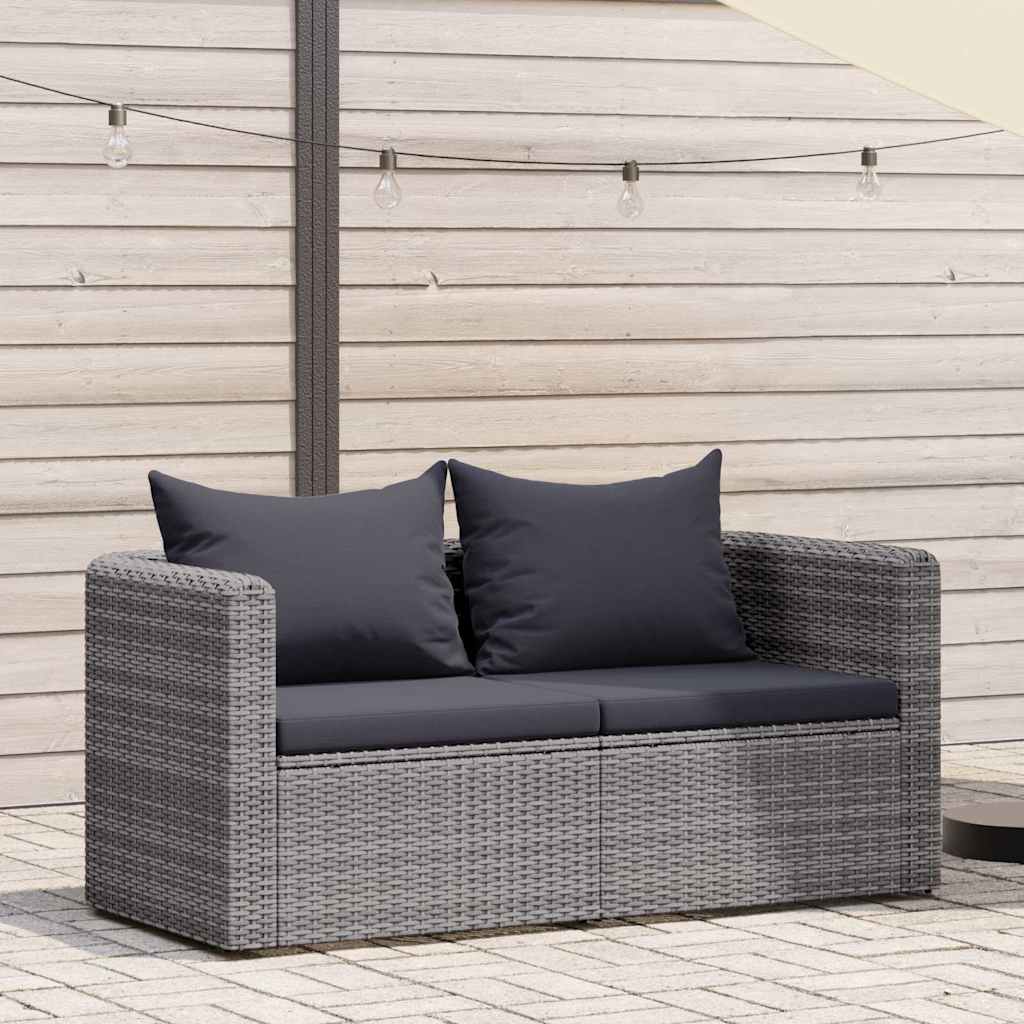 Sofás de canto para jardim 2 pcs vime PE cinzento