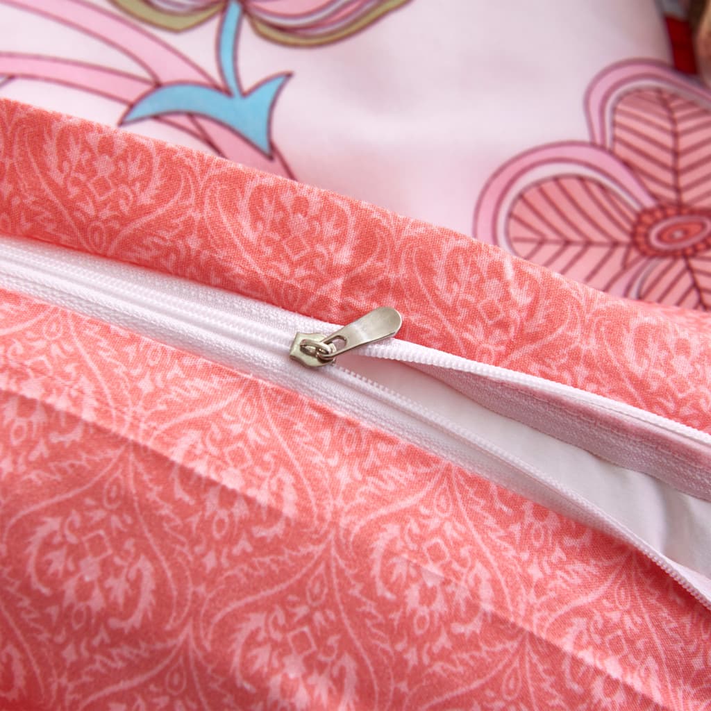 Conjunto capa edredão 200x220/80x80cm floral/riscas rosa