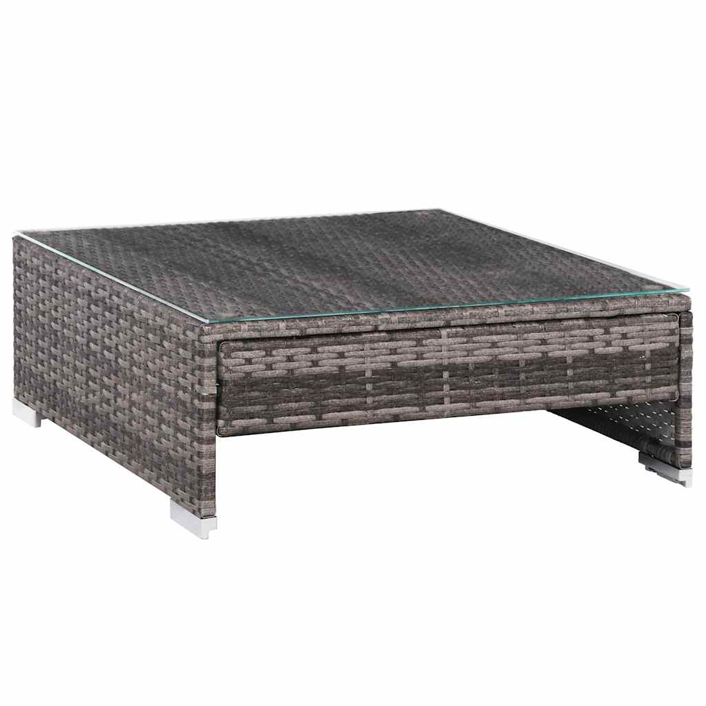 7 pcs conjunto lounge de jardim c/ almofadões vime PE cinzento