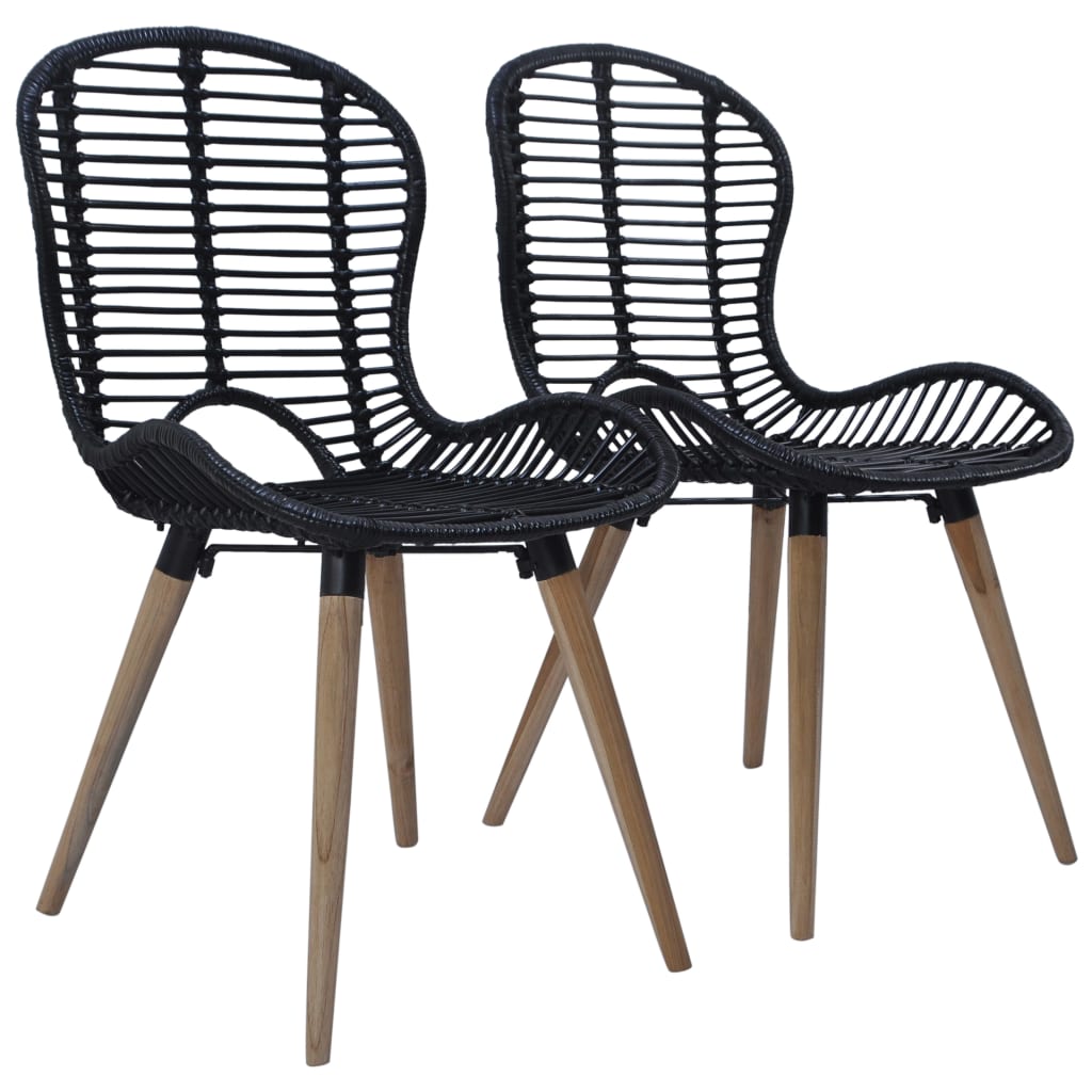 Cadeiras de jantar 2 pcs vime genuíno castanho