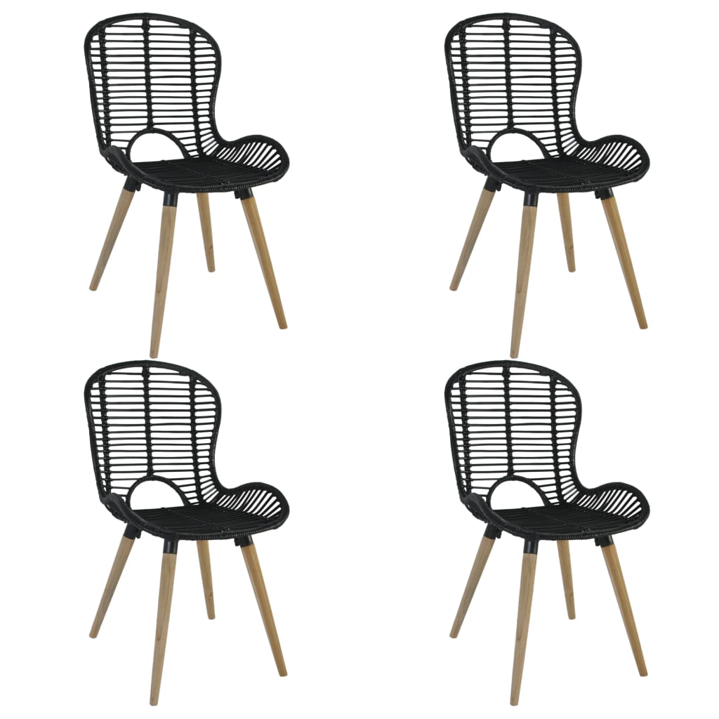 Cadeiras de jantar 4 pcs vime genuíno castanho