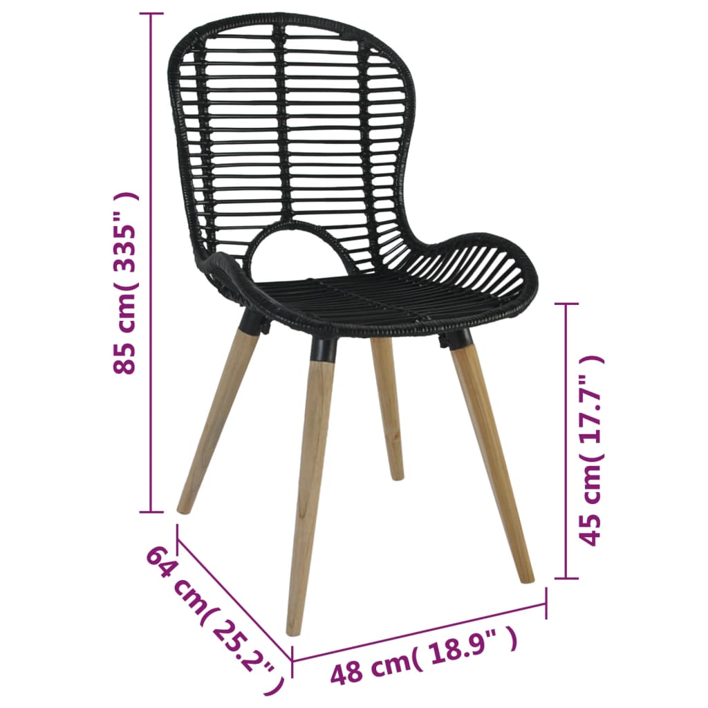 Cadeiras de jantar 4 pcs vime genuíno castanho