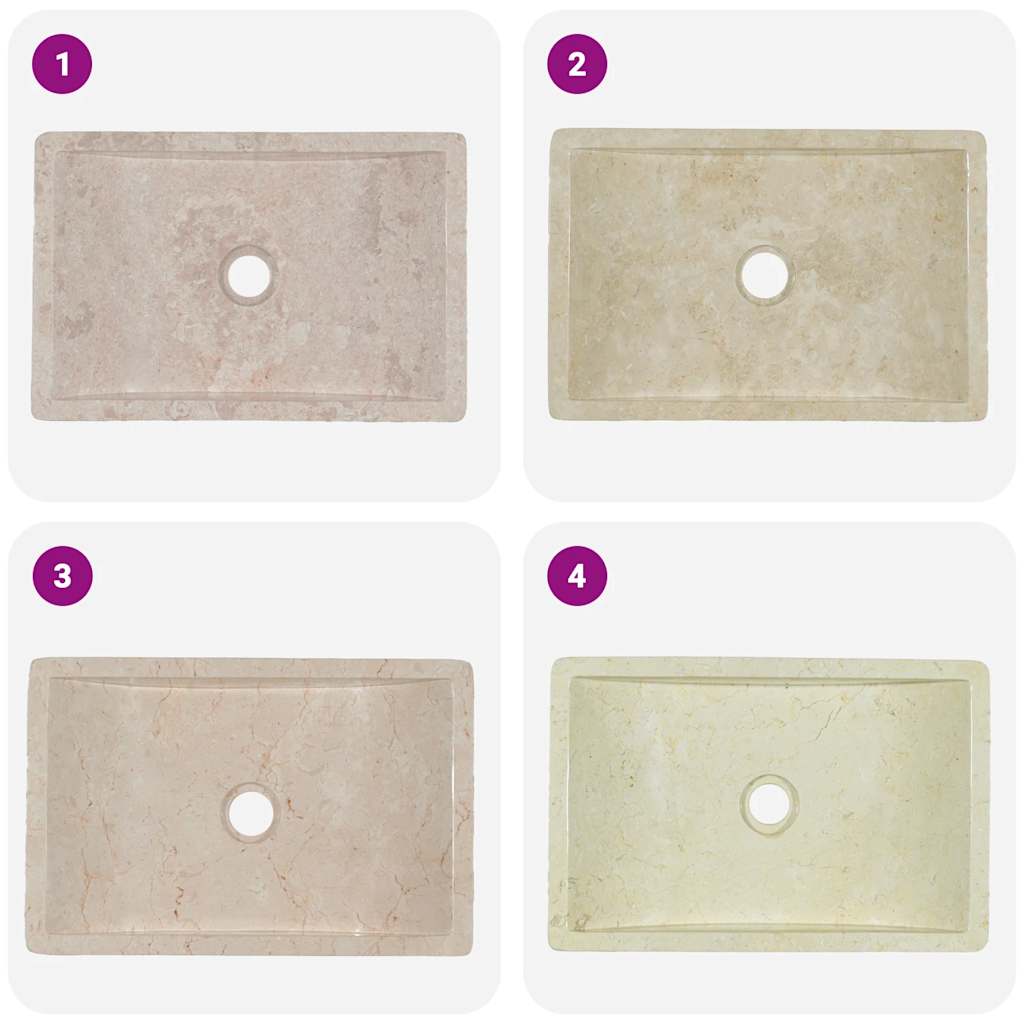 Lavatório 45x30x12 cm mármore creme brilhante
