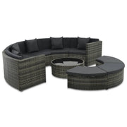 7 pcs conjunto lounge de jardim c/ almofadões vime PE cinzento