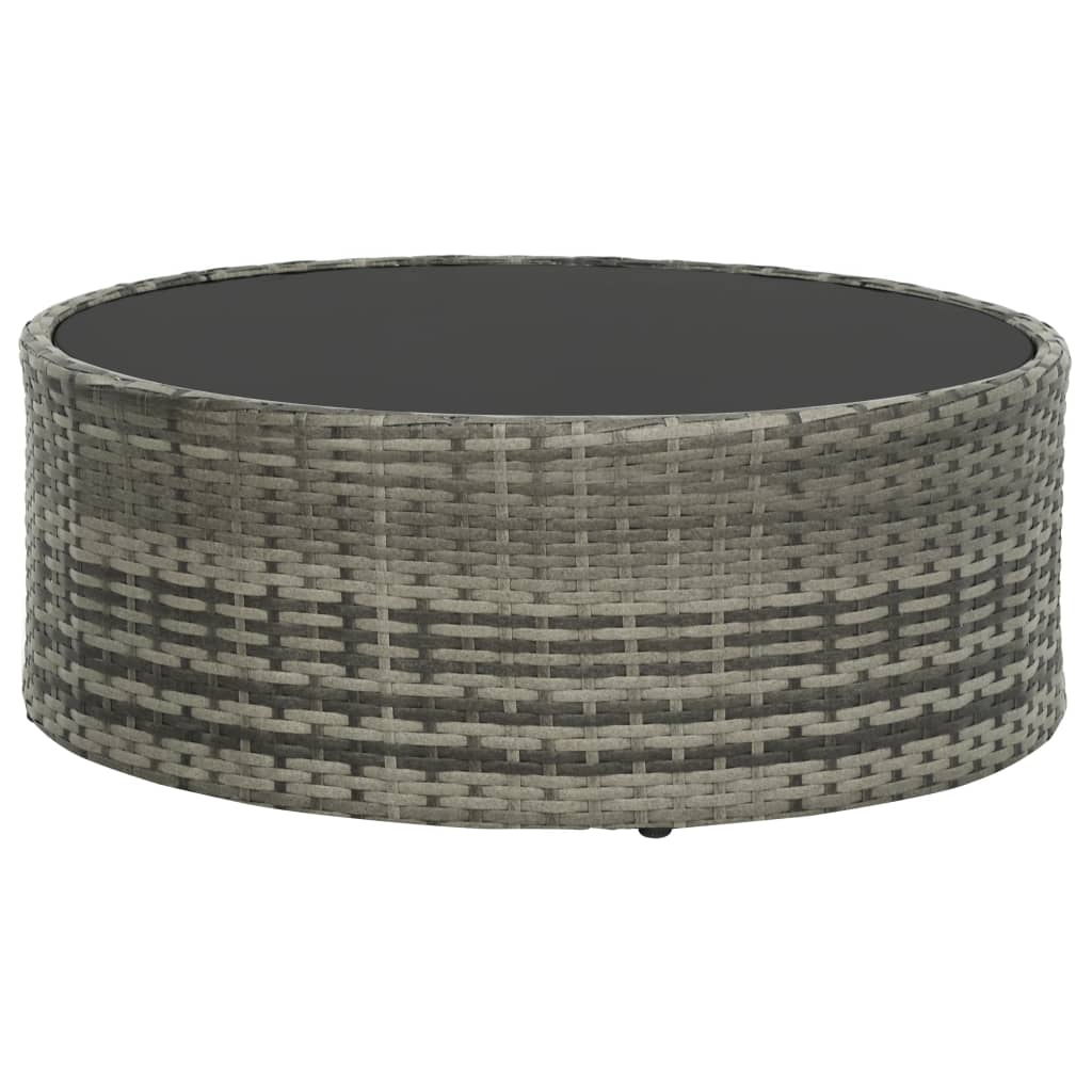 7 pcs conjunto lounge de jardim c/ almofadões vime PE cinzento