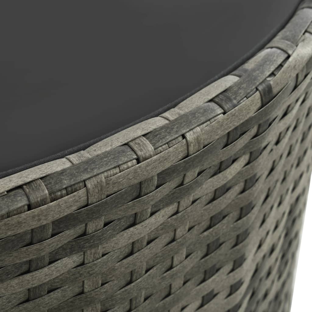 7 pcs conjunto lounge de jardim c/ almofadões vime PE cinzento