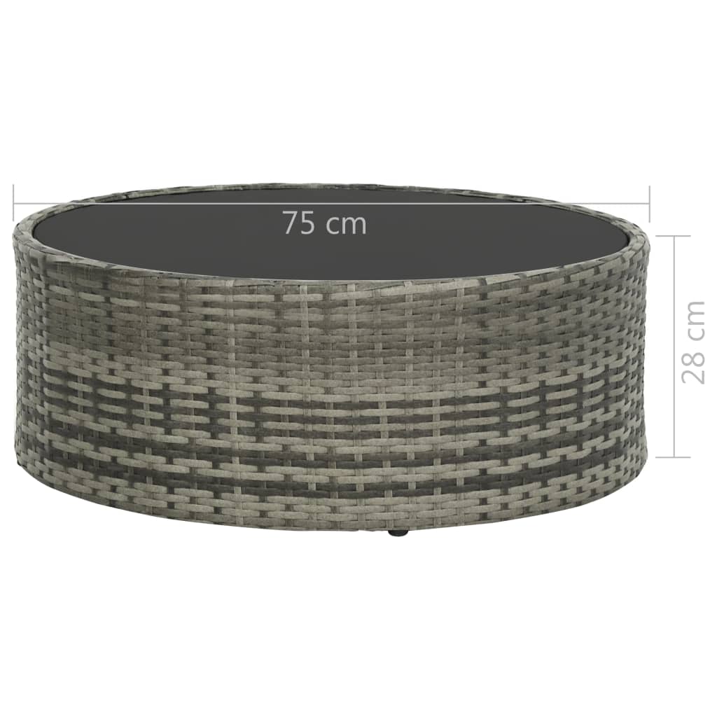 7 pcs conjunto lounge de jardim c/ almofadões vime PE cinzento