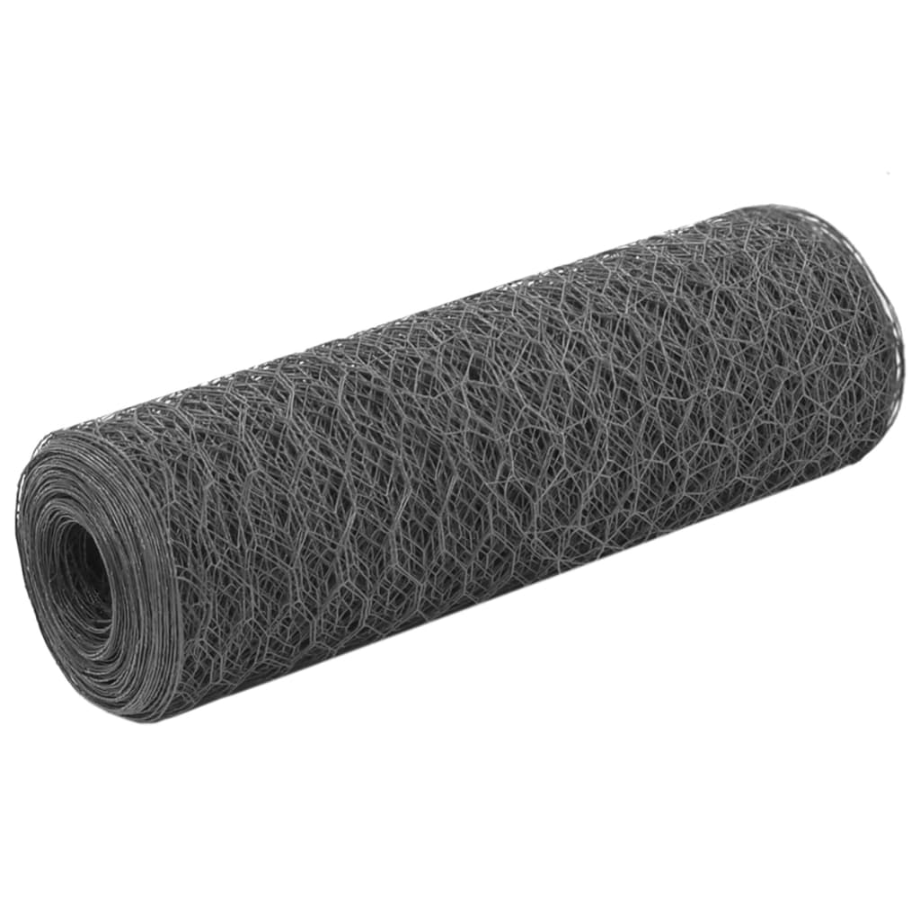 Cerca arame galinheiro 25x1,5m aço c/ revestimento PVC cinzento