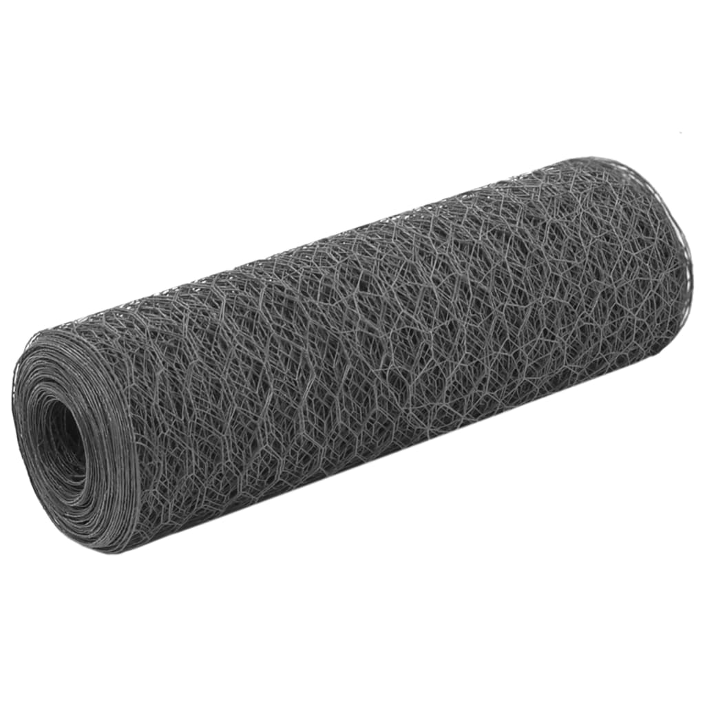 Cerca arame galinheiro 25x1,5m aço c/ revestimento PVC cinzento