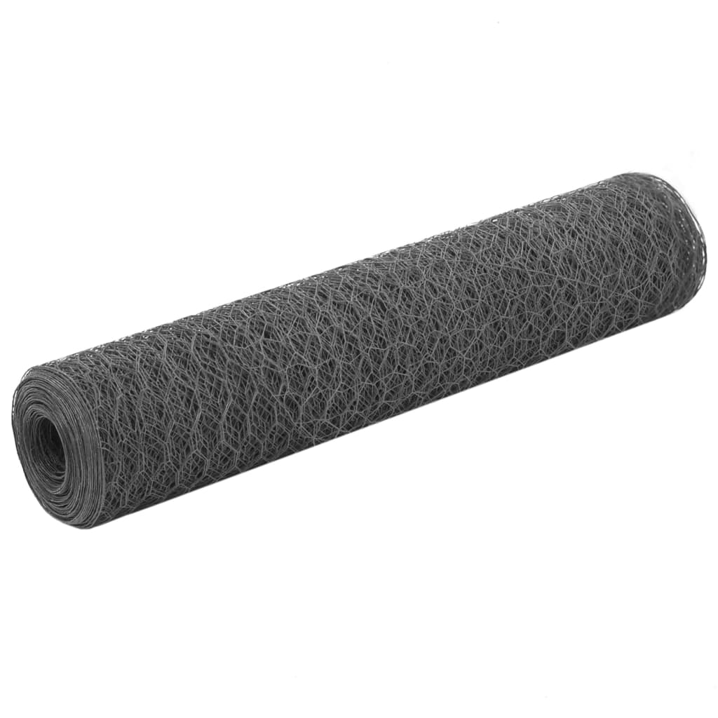 Cerca arame galinheiro 25x1,5m aço c/ revestimento PVC cinzento