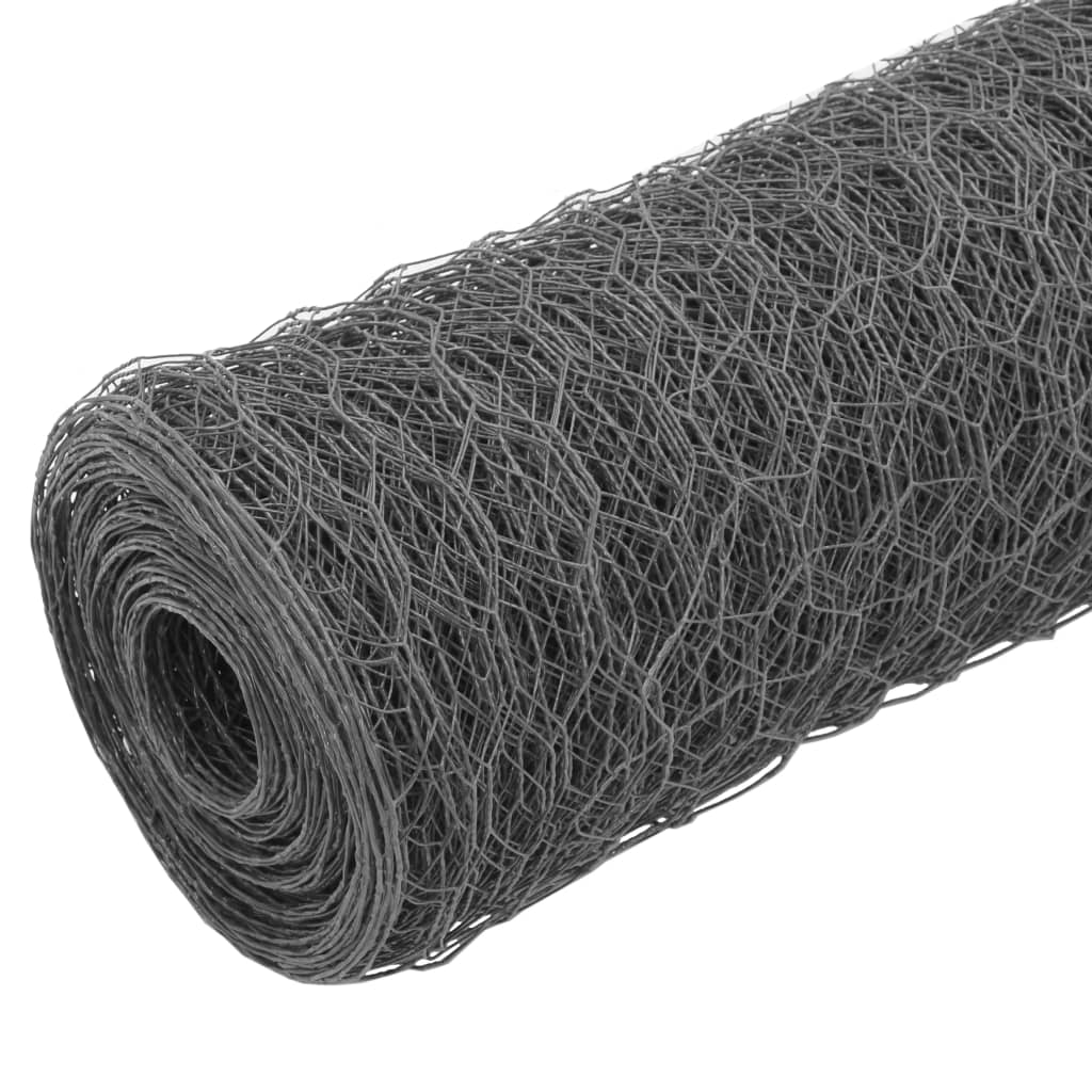 Cerca arame galinheiro 25x1,5m aço c/ revestimento PVC cinzento