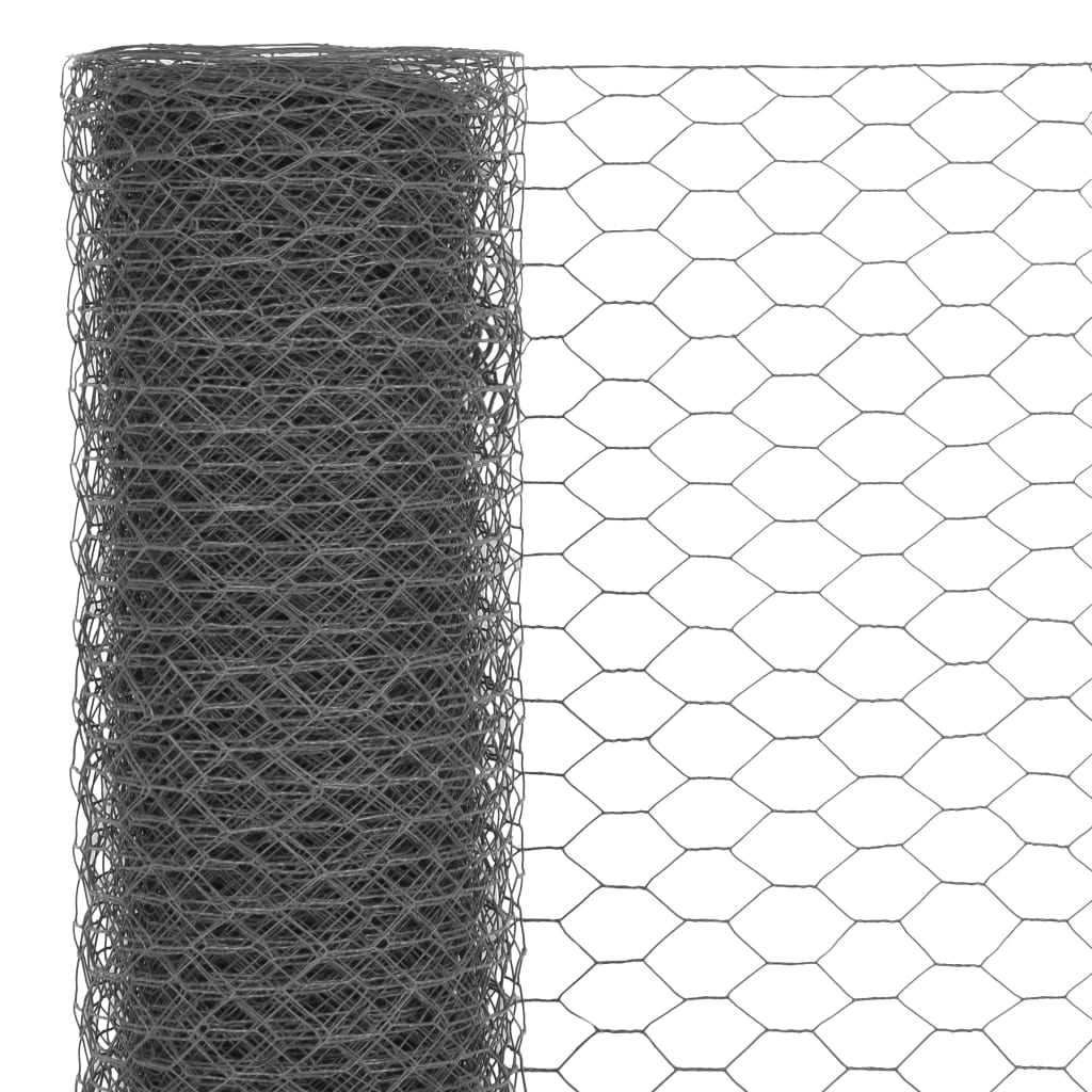 Cerca arame galinheiro 25x1,5m aço c/ revestimento PVC cinzento