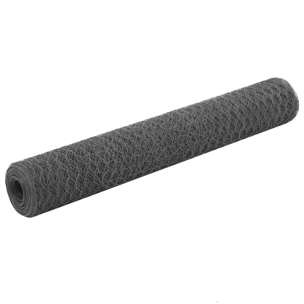 Cerca arame galinheiro 25x1,5m aço c/ revestimento PVC cinzento