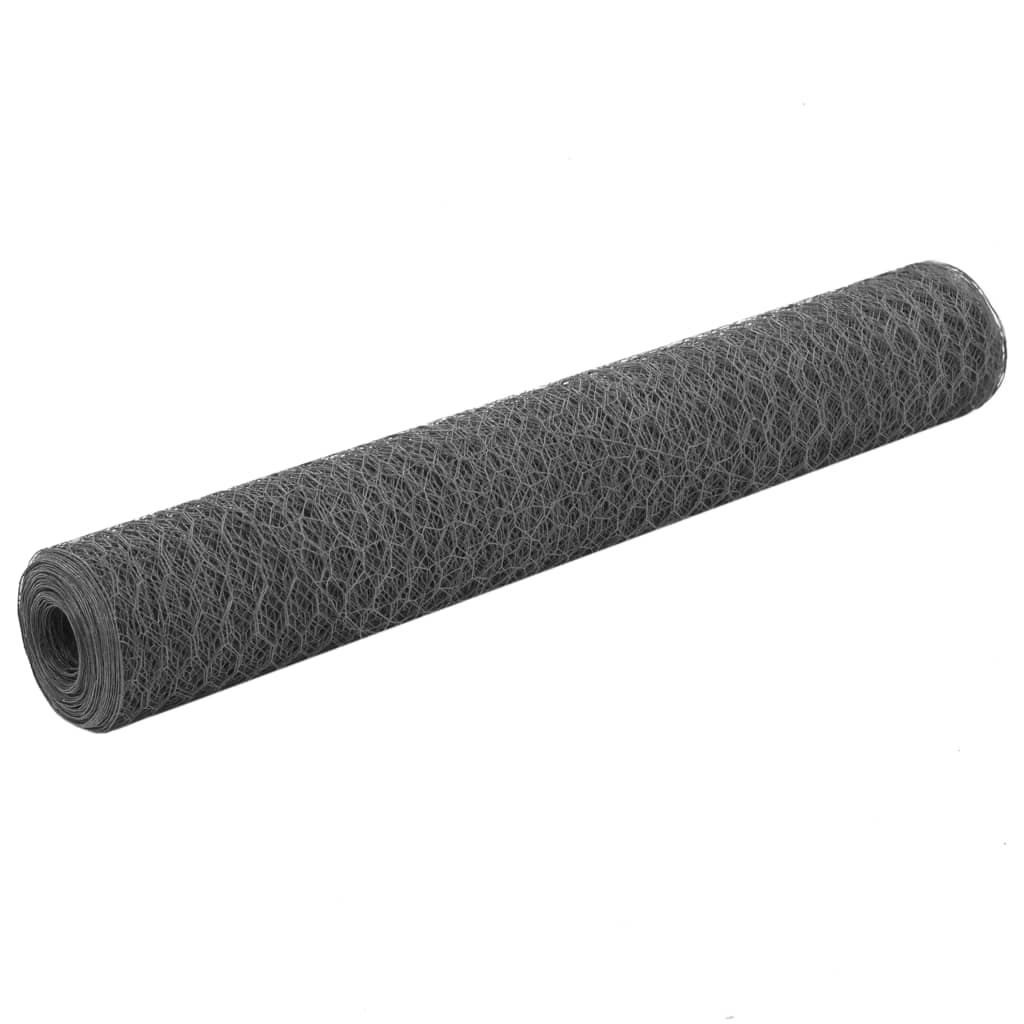 Cerca arame galinheiro 25x1,5m aço c/ revestimento PVC cinzento