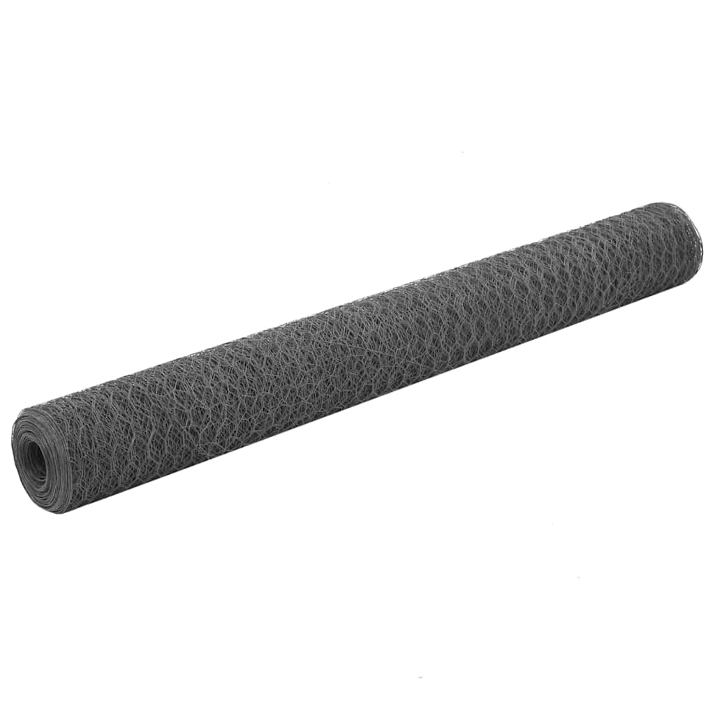 Cerca arame galinheiro 25x1,5m aço c/ revestimento PVC cinzento
