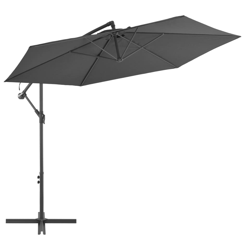 Guarda-sol cantilever com poste de alumínio 300 cm antracite