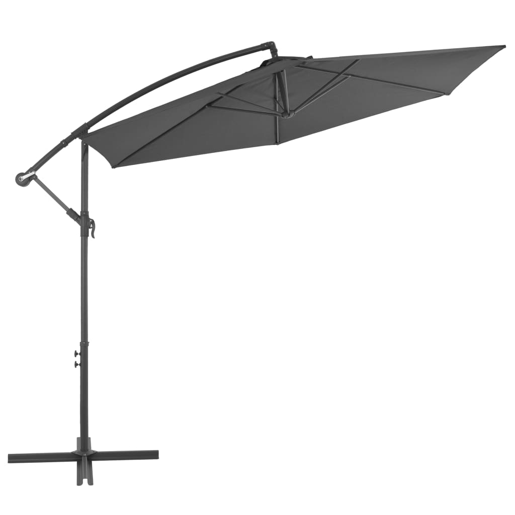 Guarda-sol cantilever com poste de alumínio 300 cm antracite