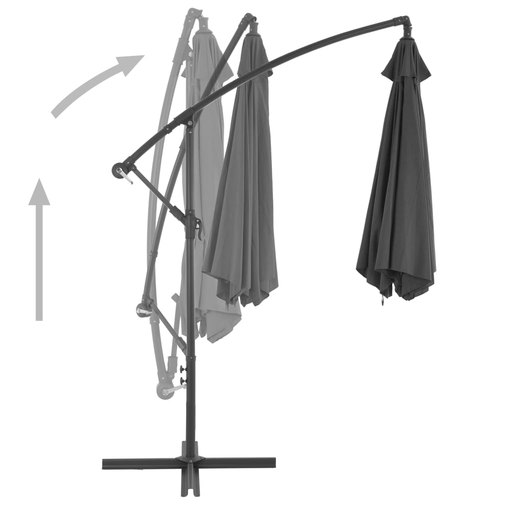 Guarda-sol cantilever com poste de alumínio 300 cm antracite
