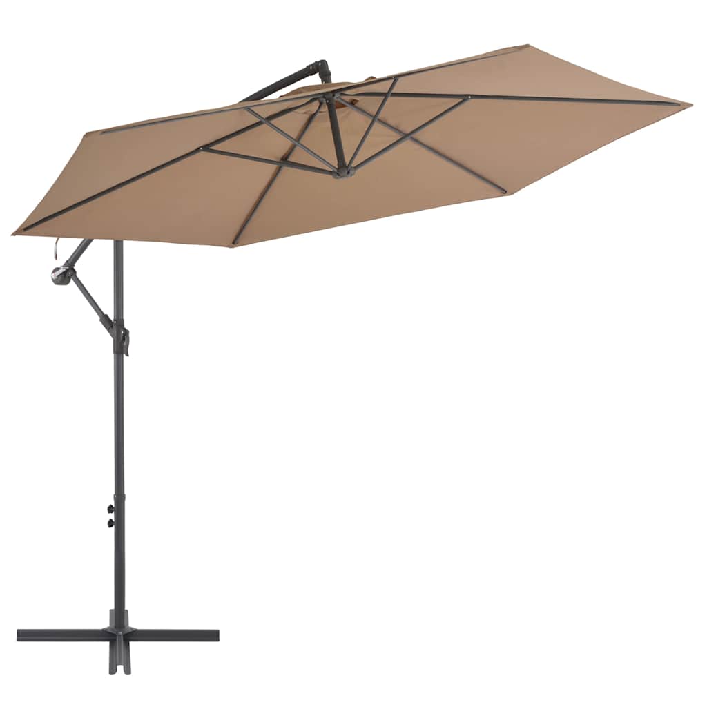 Guarda-sol cantilever c/ poste alumínio 300cm cinza-acastanhado