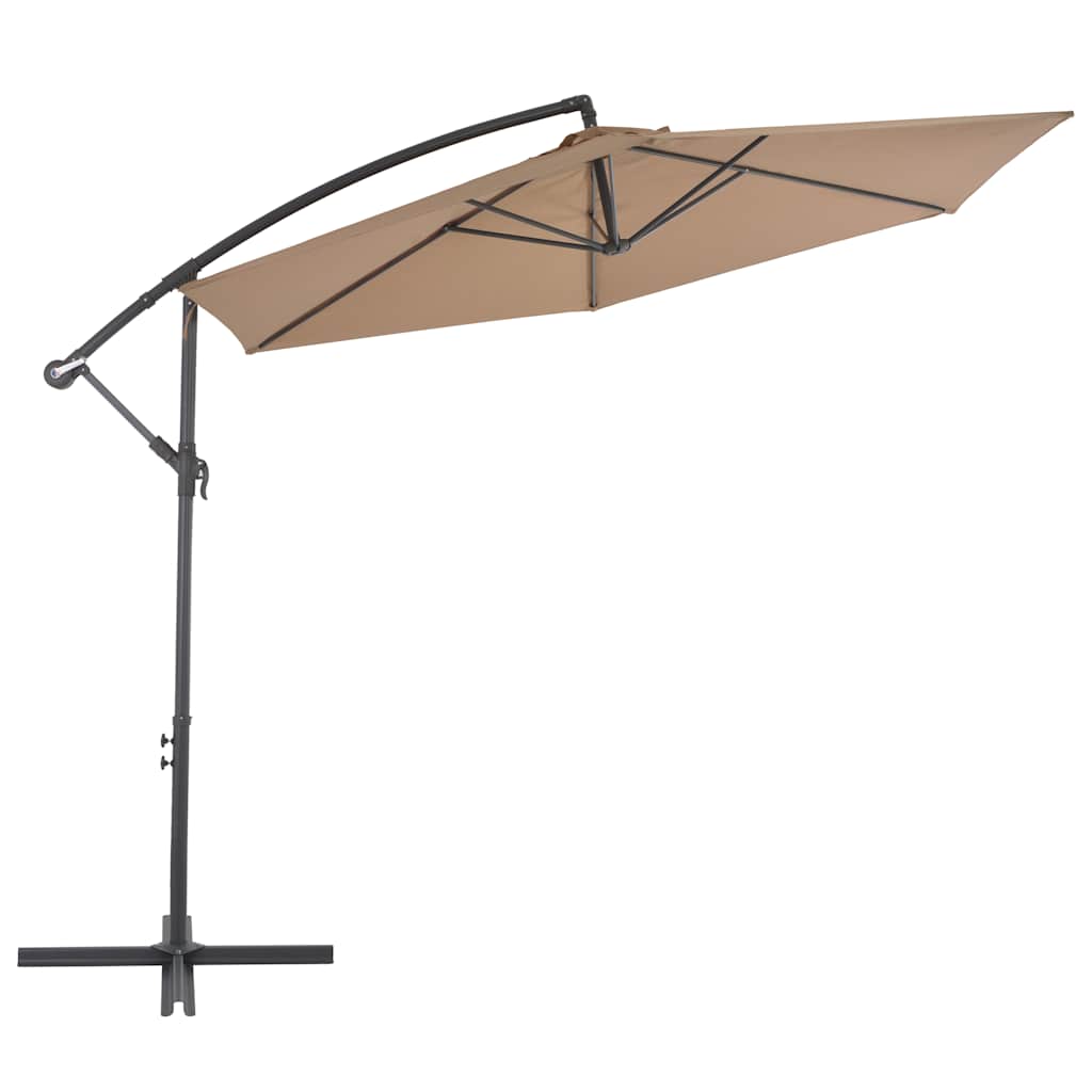 Guarda-sol cantilever c/ poste alumínio 300cm cinza-acastanhado