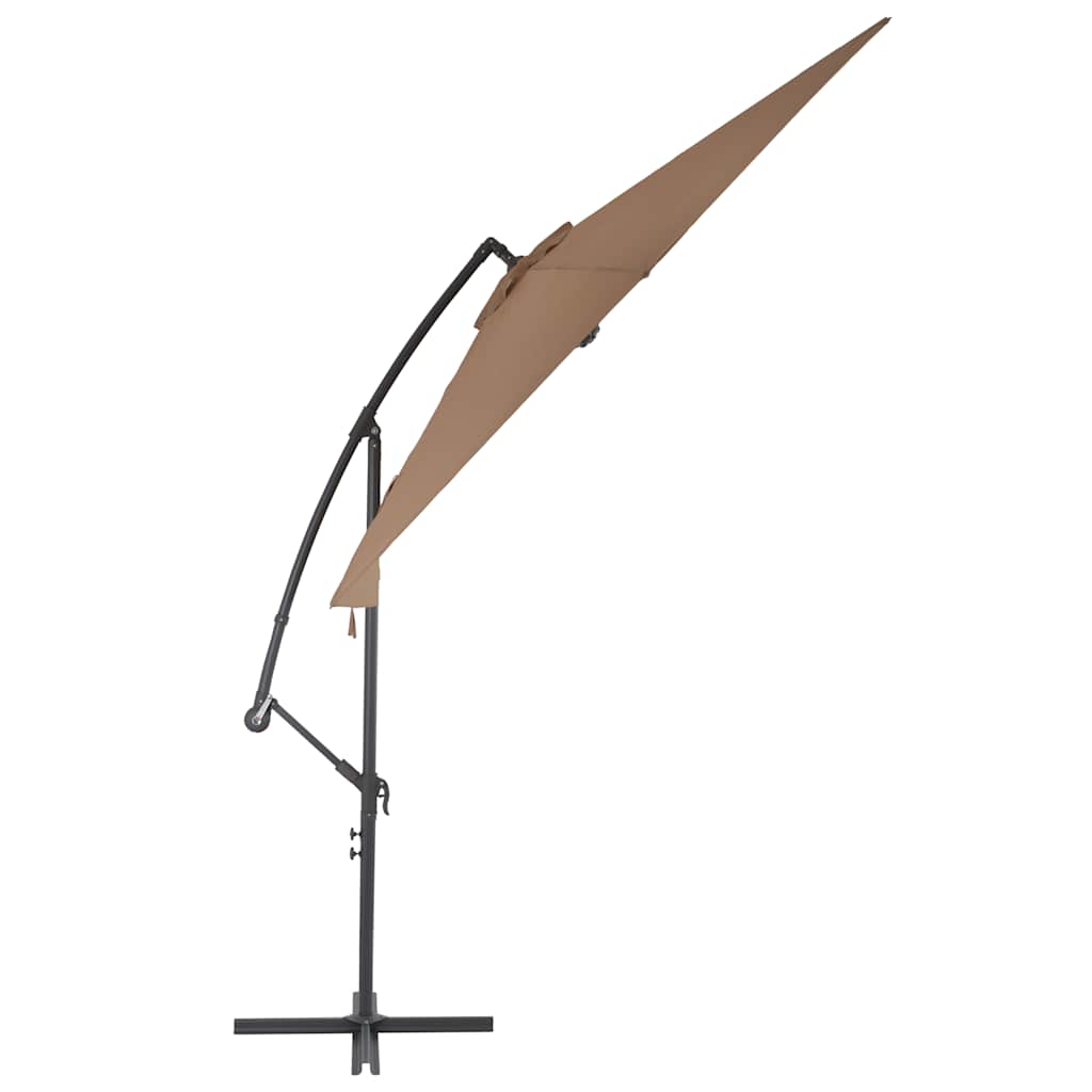 Guarda-sol cantilever c/ poste alumínio 300cm cinza-acastanhado