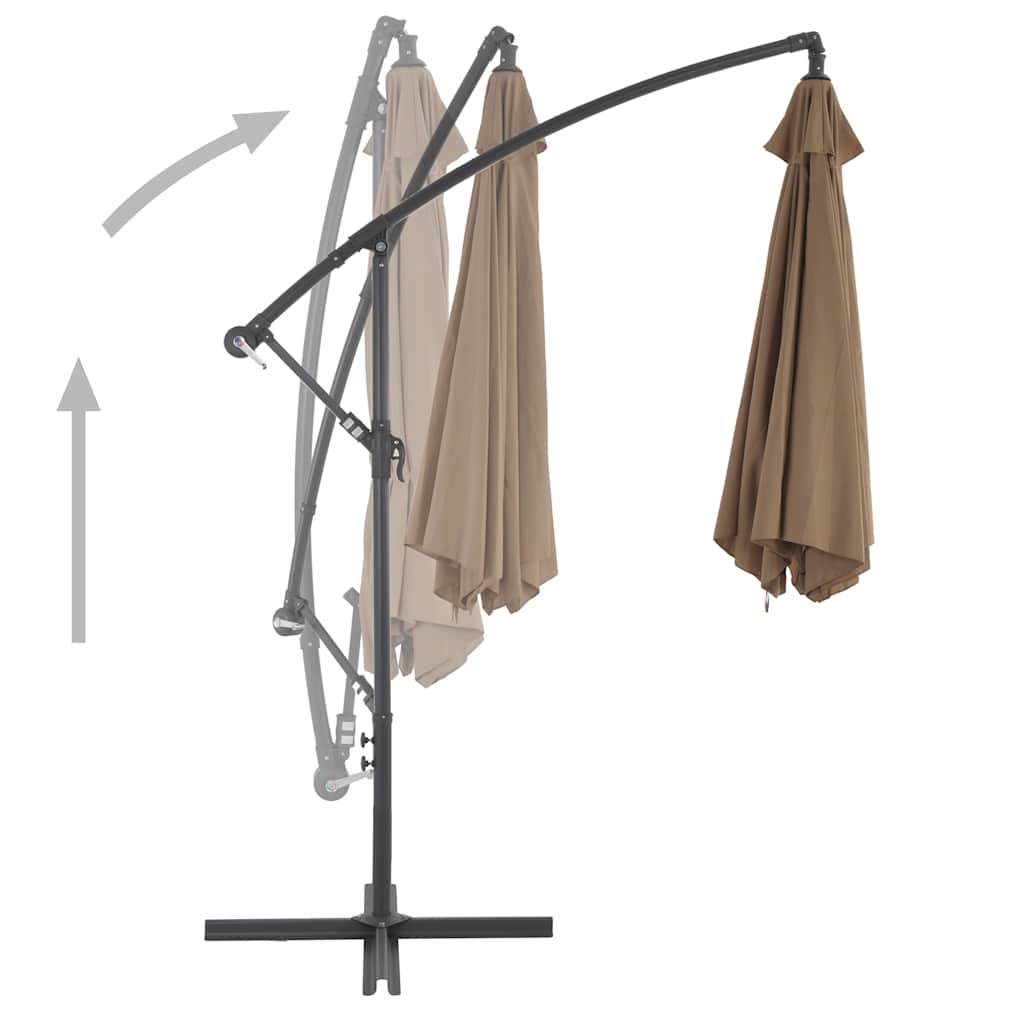 Guarda-sol cantilever c/ poste alumínio 300cm cinza-acastanhado