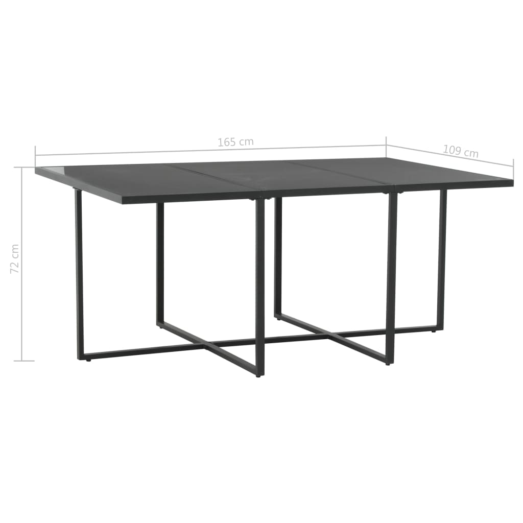 7 pcs conjunto jantar exterior com almofadões vime PE preto